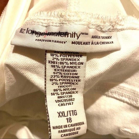 Liz Lange Ankle Skinny White Full Panel Maternity Jeans Women's XXL 18 - Picture 2 of 5